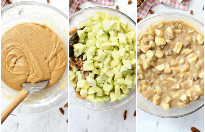 chopping apples for cake