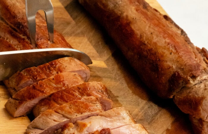 slicing pork tenderloin