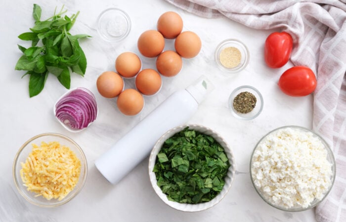 ingredients to make Cottage Cheese Egg Bake