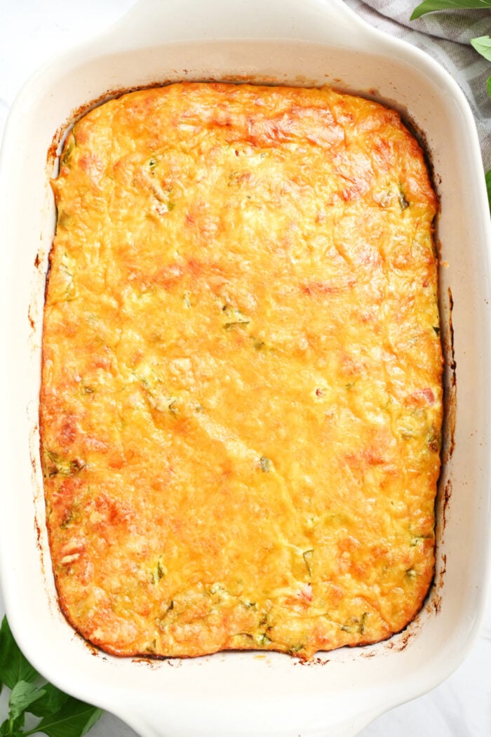 a 9x13 pan of cheesy baked eggs