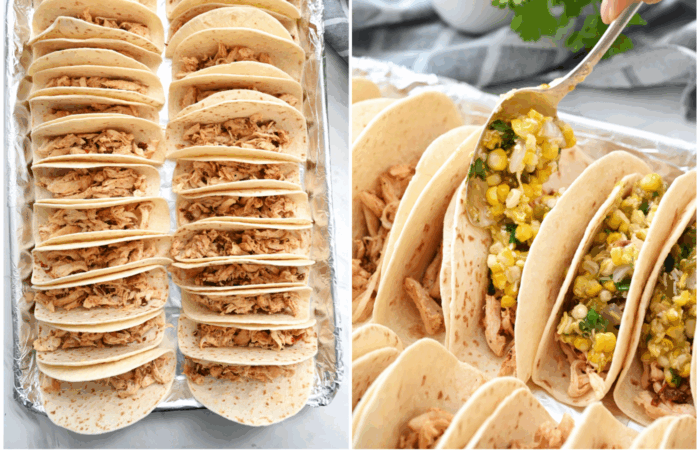 adding the corn mixture to chicken