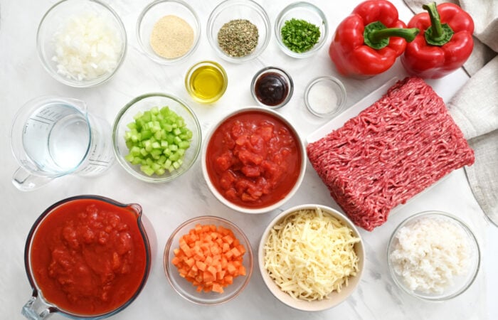 ingredients to make Roasted Red Pepper and Gouda Cheese Soup