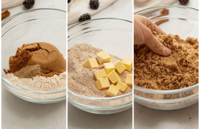 making crumble with butter