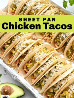 sheet pan chicken tacos baked with cheese