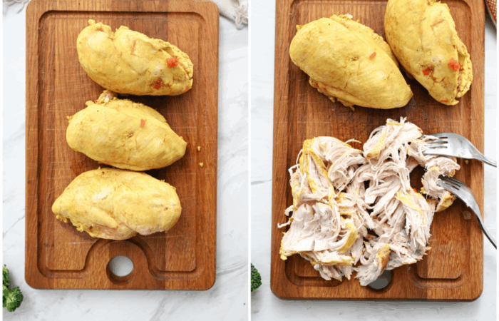 shredding cooked chicken breasts