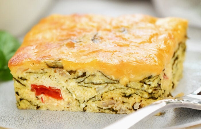 layers of zucchini, cheese, eggs