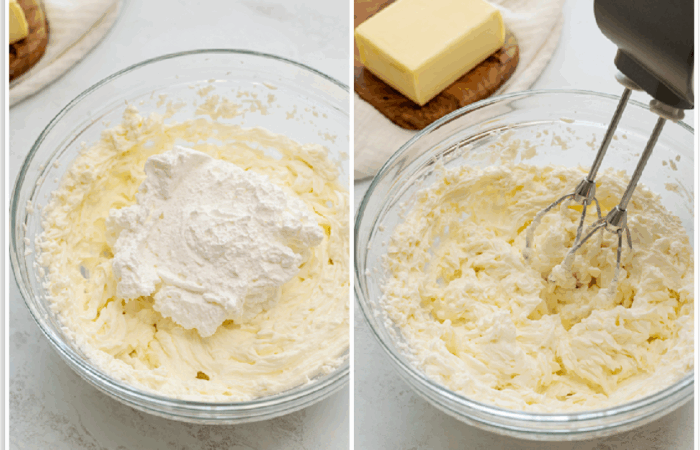 whipping a cream cheese filling