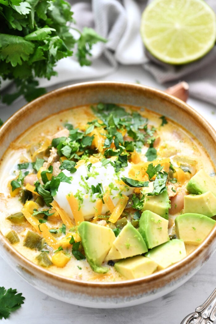 white chili with avocado