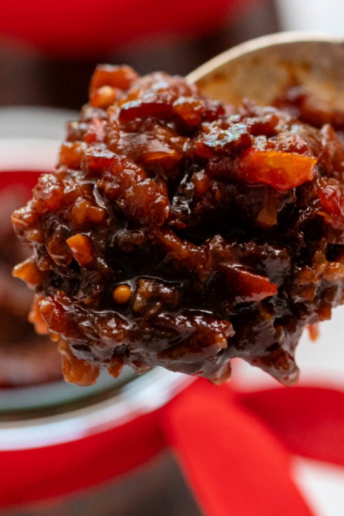spoonful of jam made of bacon