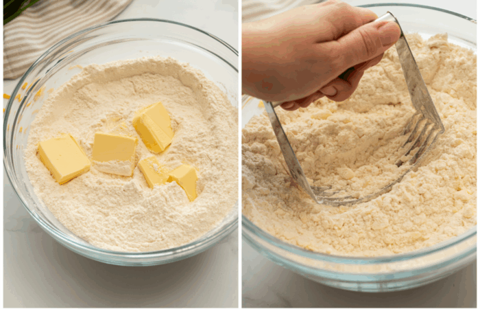 cutting butter into flour