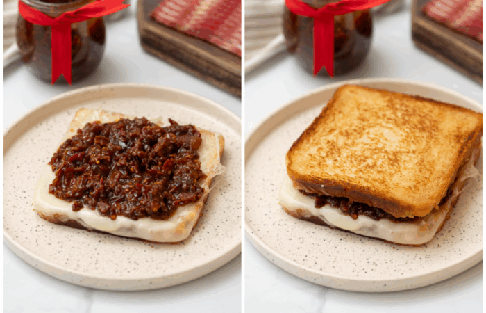 making a grilled cheese sandwich