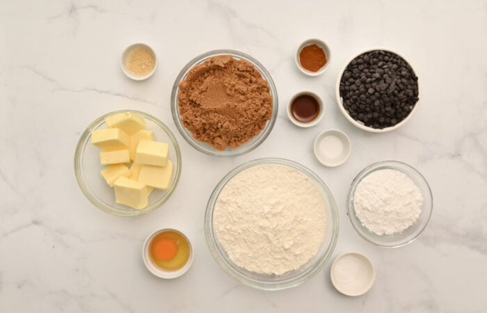 ingredients to make Chocolate Chip Crinkle Cookies