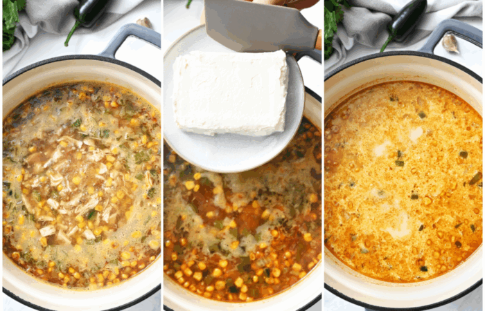 adding cream cheese to chili