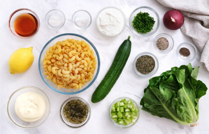 ingredients to make Creamy Dill Pasta Salad