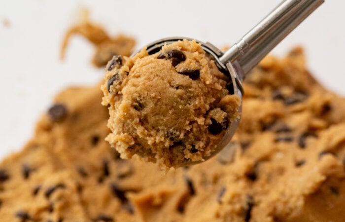 a scoop of chocolate chip cookie dough