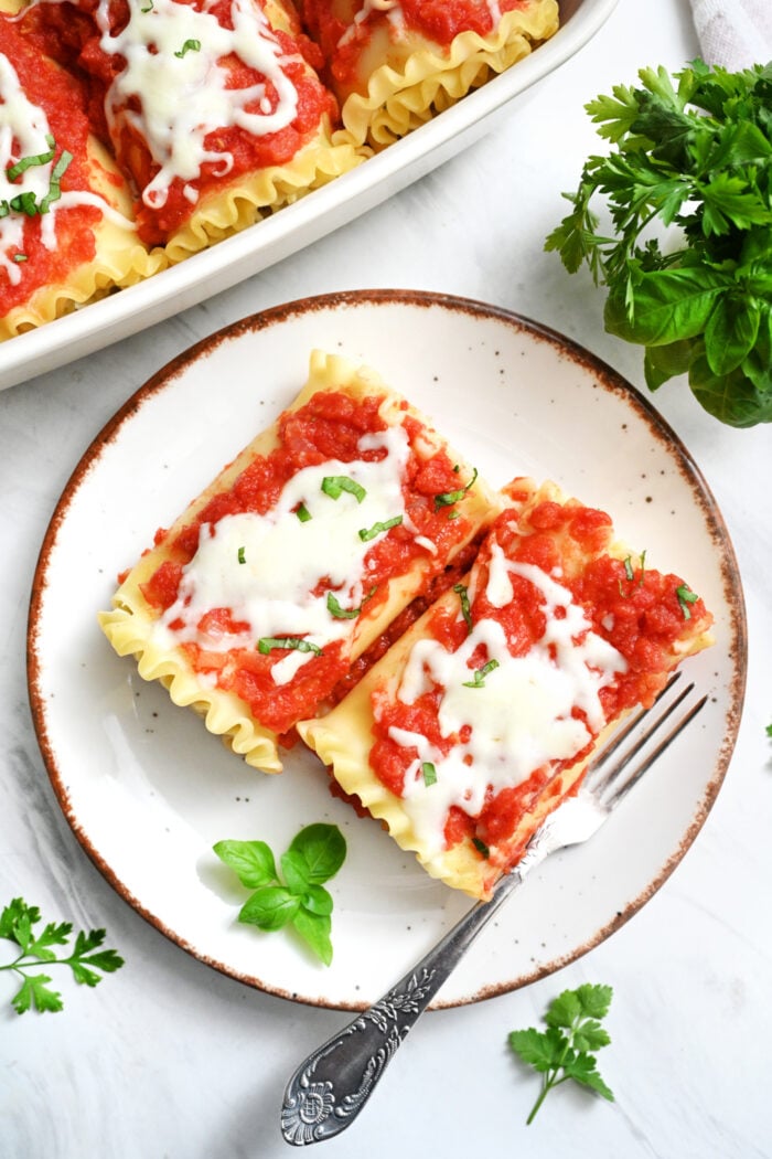 serving of Vegetarian Lasagna Roll-Ups