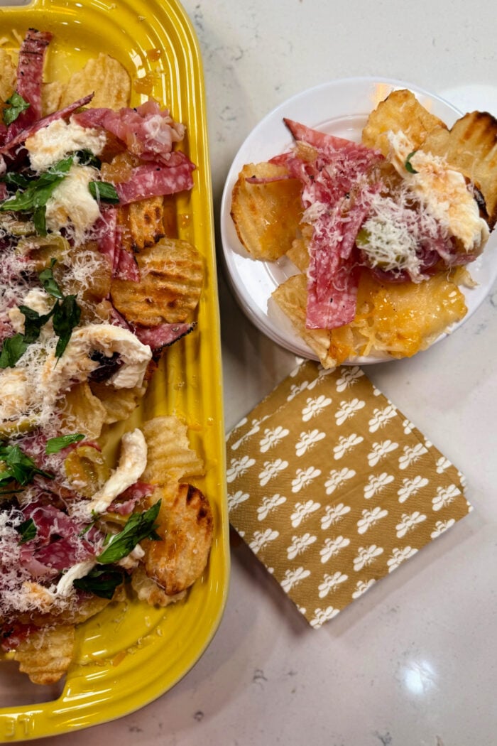serving Italian Nachos