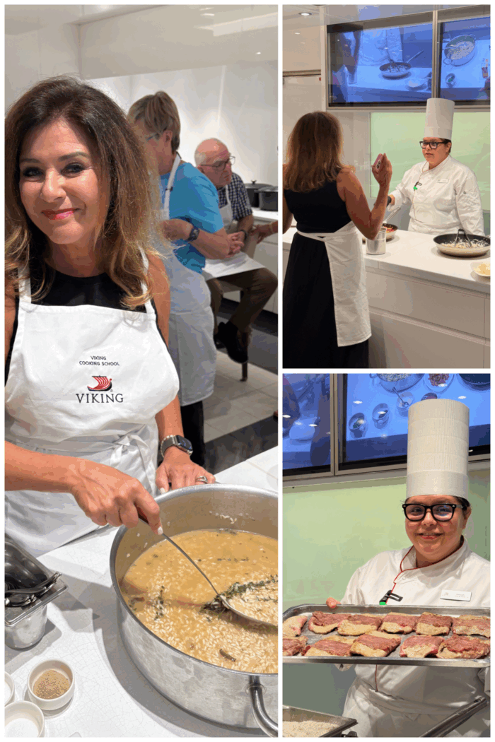 taking a cooking class on Viking cruise - The Kitchen Table