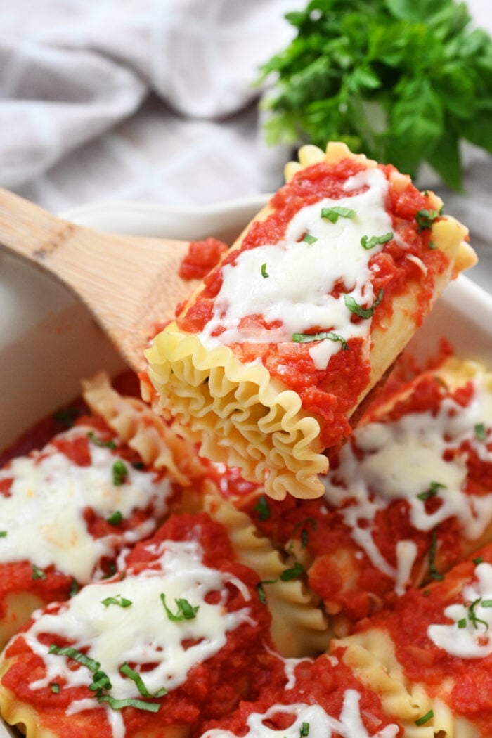 serving a lasagna roll