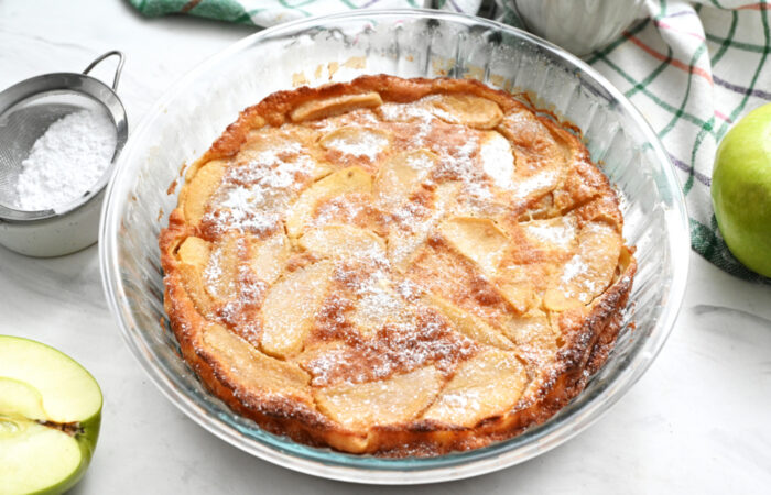 a baked Clafoutis aux Pommes