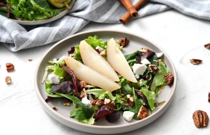 pear slices on a salad