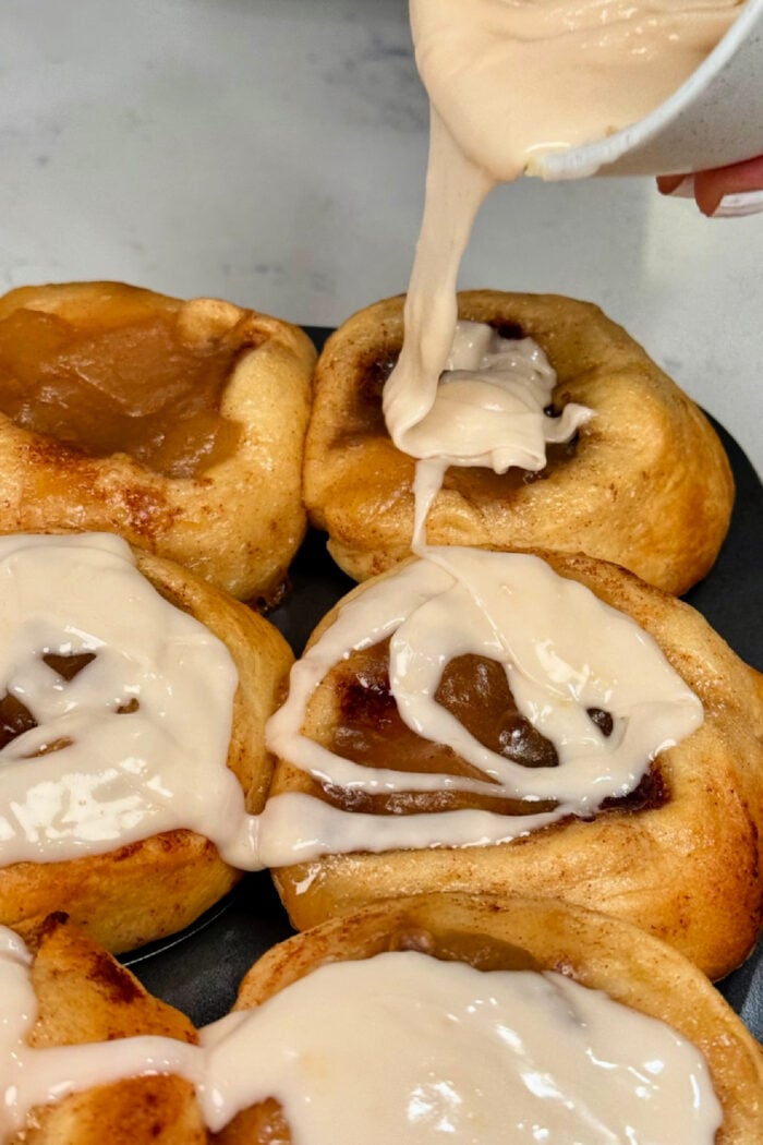 frosting Cinnamon Roll Apple Pies