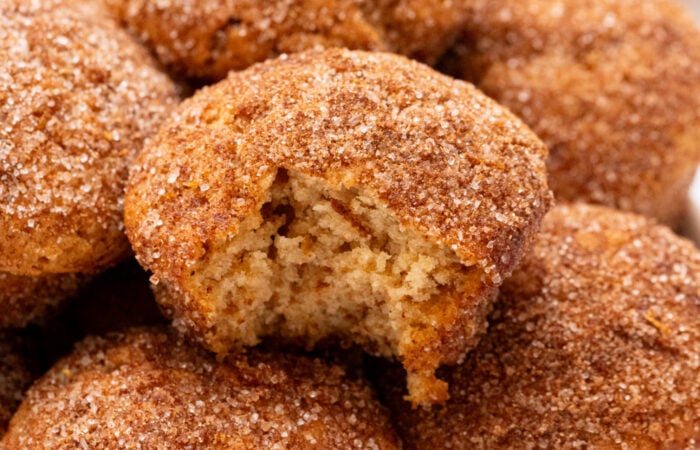 a bite of cinnamon muffin