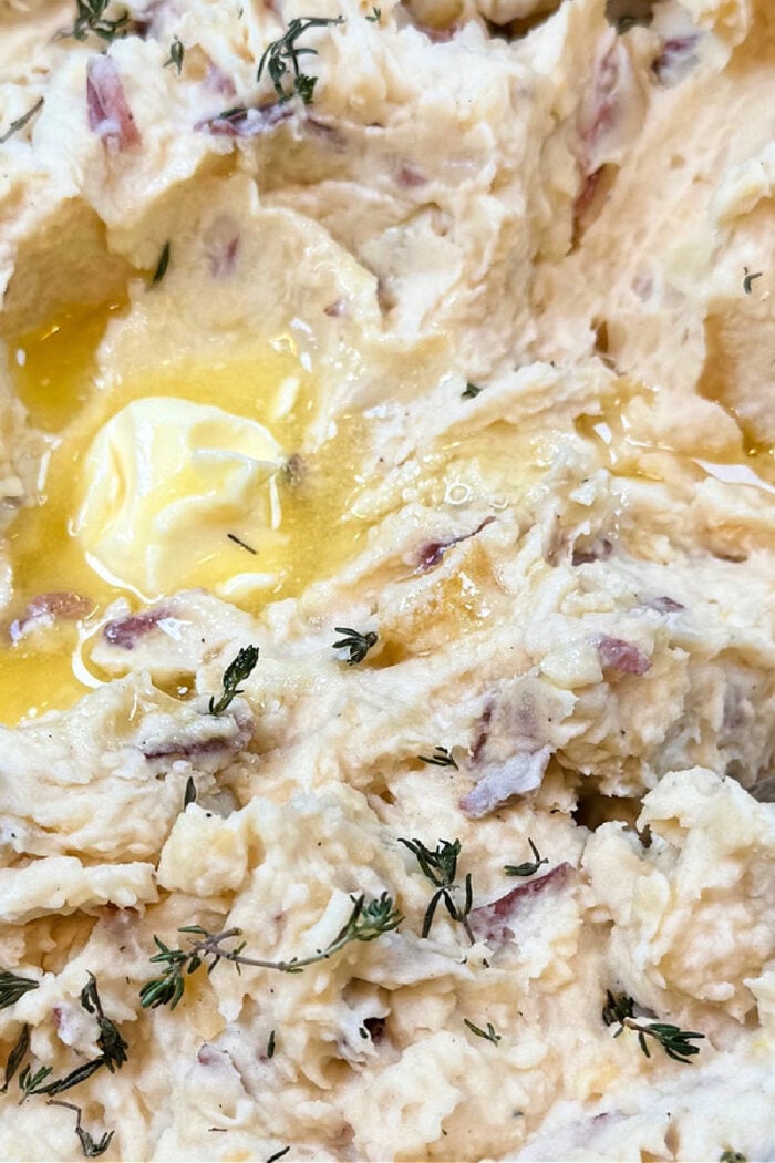 melted butter on potatoes