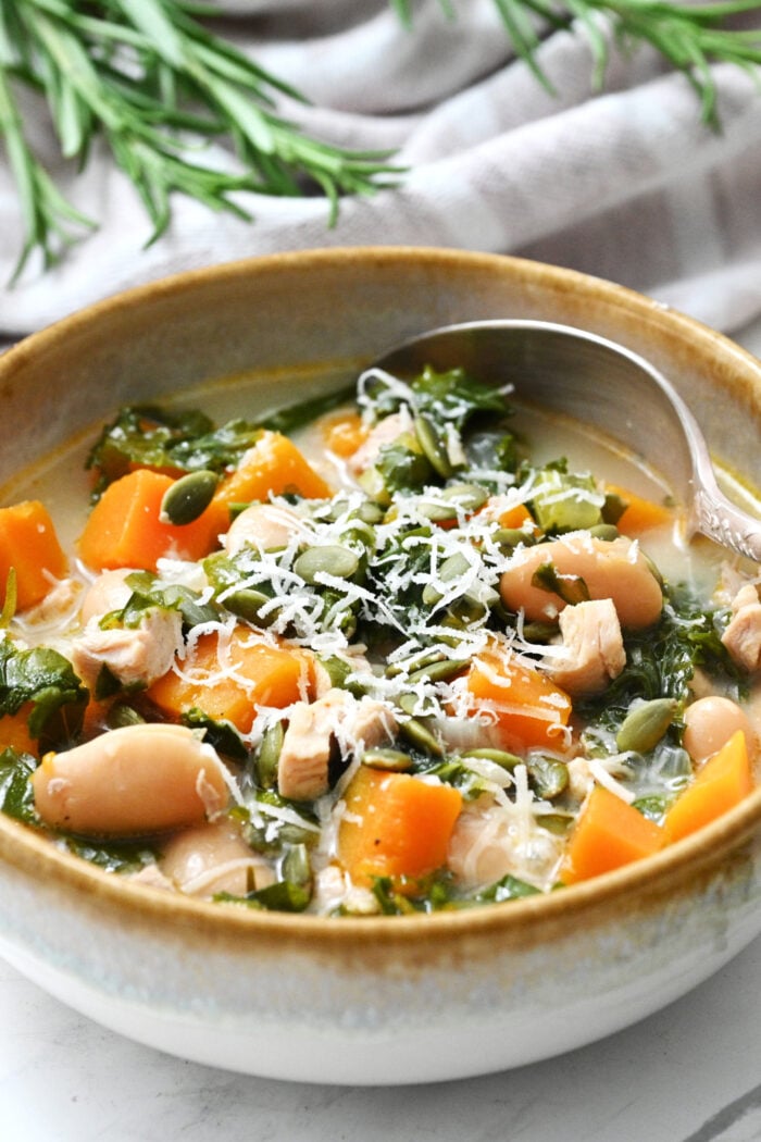 serving of Butternut Squash Soup with a spoon