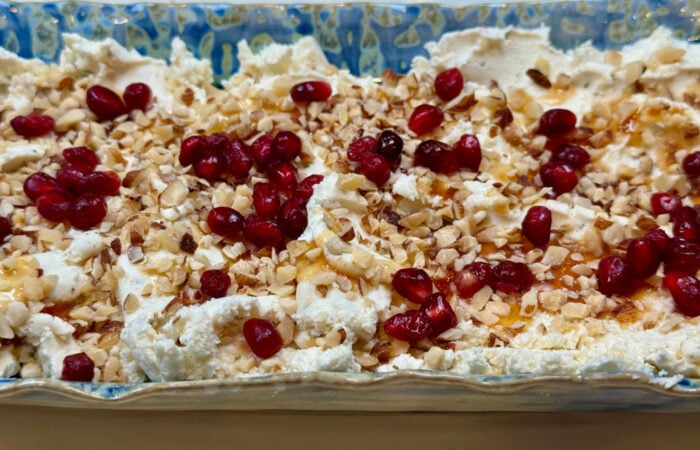 Boursin Appetizer (with Hot Honey) and pomegranate seeds