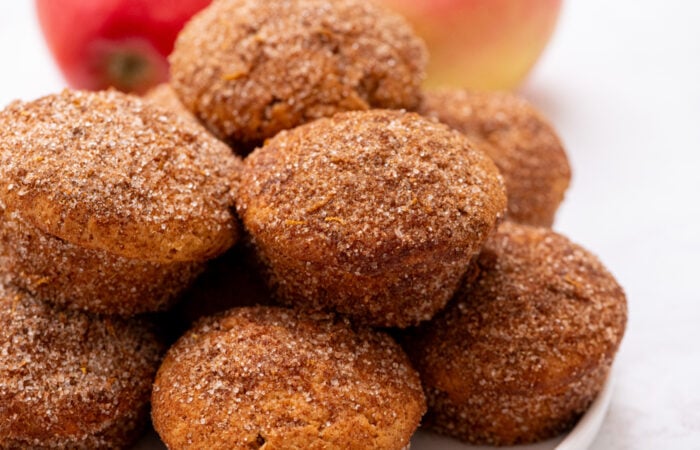 stack of cinnamon apple muffins