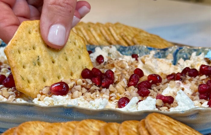 dipping a butter cracker