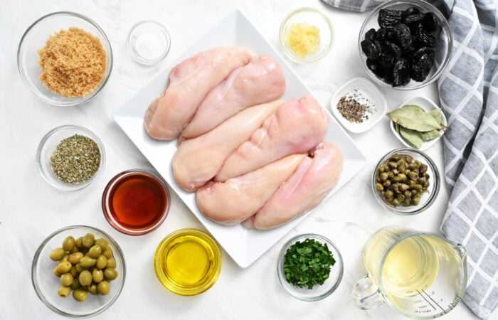 ingredients to make Chicken Marbella Recipe