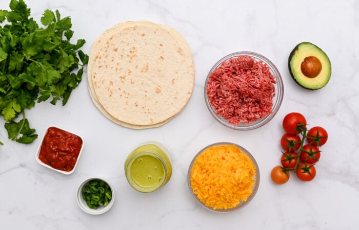 ingredients to make Beef Enchiladas with Green Sauce