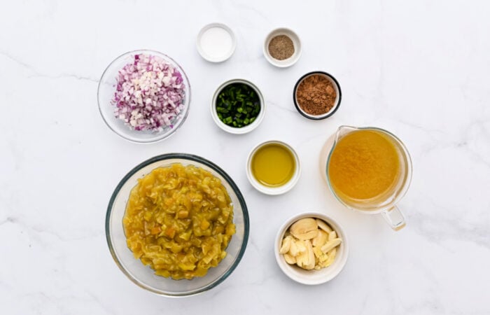ingredients to make Green enchilada sauce (Gluten-Free)