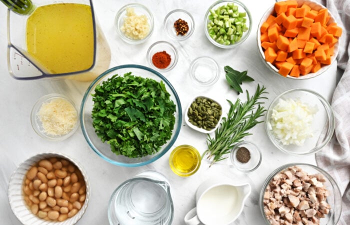 ingredients to make Butternut Squash Soup with Chicken