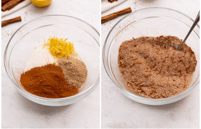 making cinnamon and sugar mixture