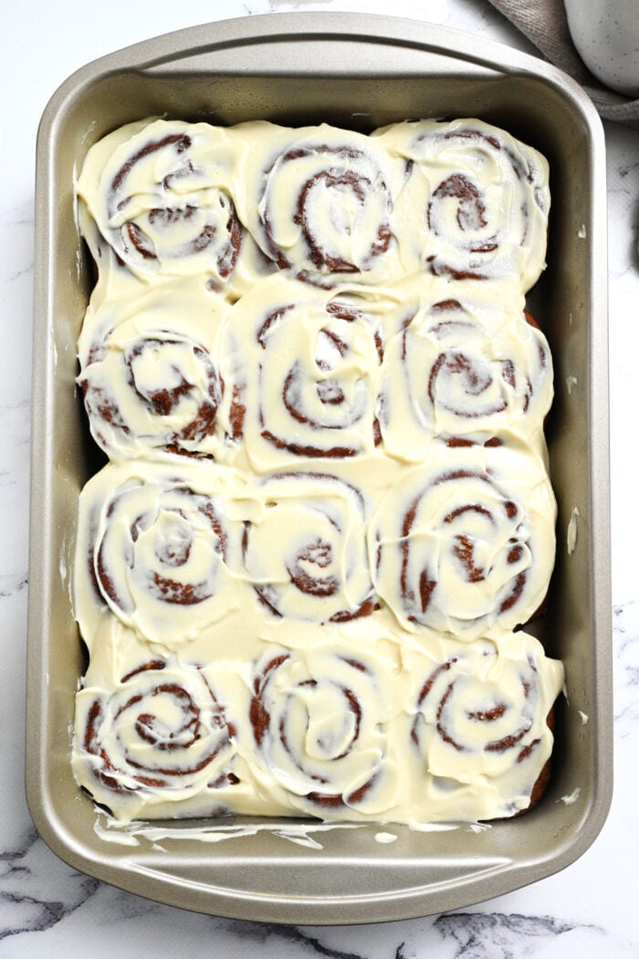 12 Protein Cinnamon Rolls in 9x13 pan