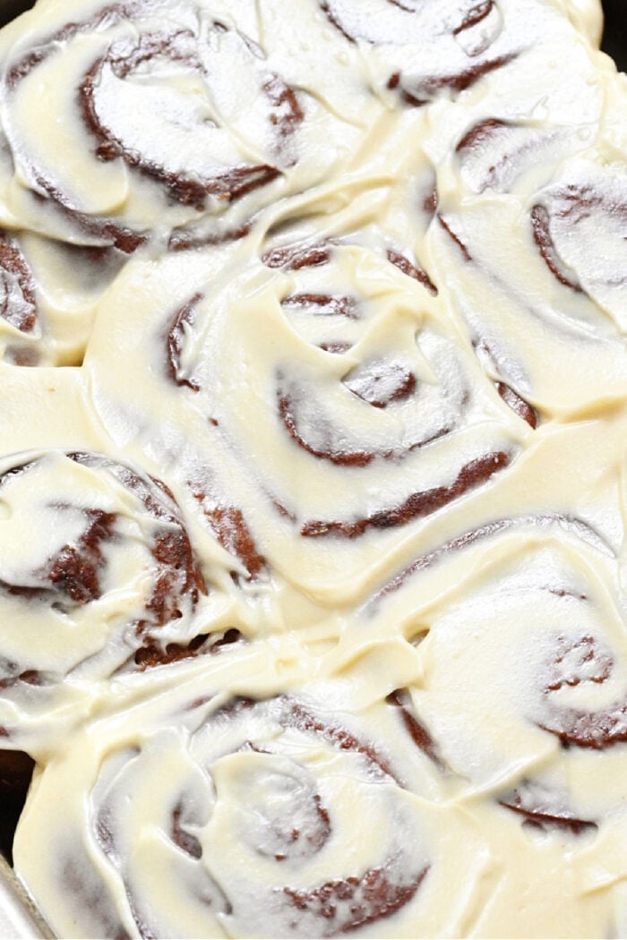 frosting on a cinnamon roll