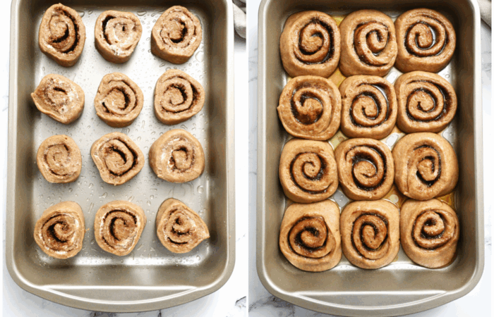dough rising to bake rolls