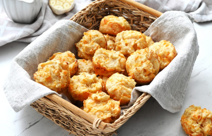 cheesy Quick Dinner Rolls with Mayo in basket