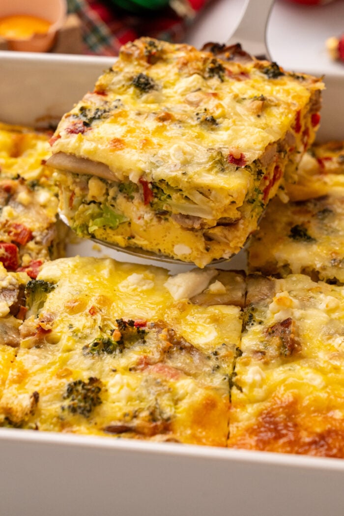a serving of Christmas breakfast casserole