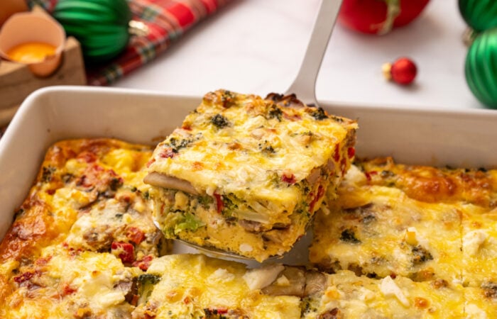 serving a breakfast casserole