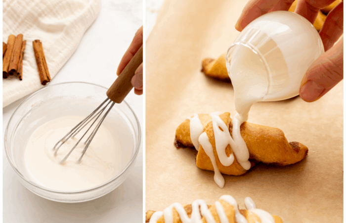 adding glaze to a roll