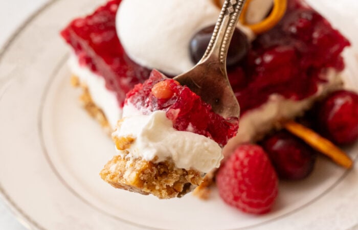 a bite of cranberry salad