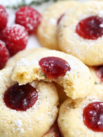 jelly in the middle of a thumbprint cookie