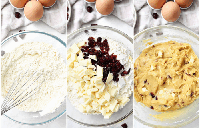 making the cranberry batter