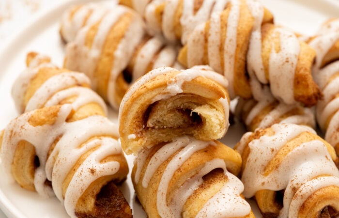 a bite of cinnamon roll