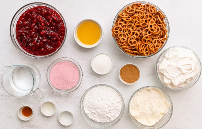 ingredients to make Cranberry Pretzel Salad