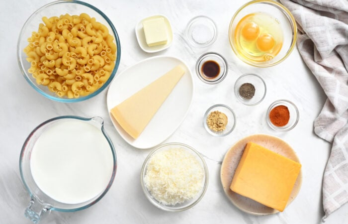 ingredients to make Mac and Cheese No Roux
